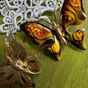 Vintage Butterfly Brooch Bundle -- 70's Enamel Pins